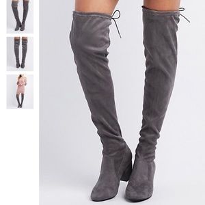 Knee Length Gray Boots